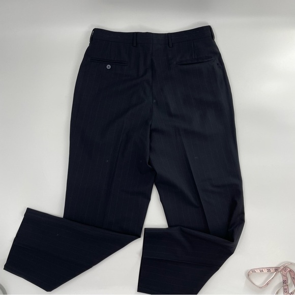 Jos. A. Bank Black Pin Striped 3 Button 100% Wool Suit with Flat Front Pants - Picture 14 of 16